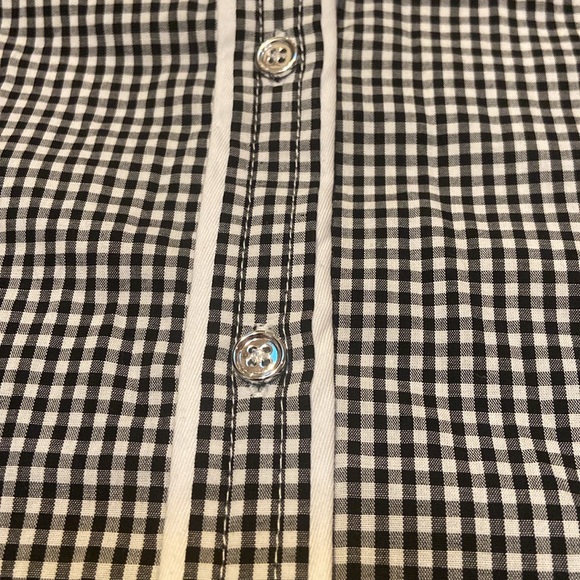 LE FASH Size S Black & White Button Down Short Sleeve Top - Picture 2 of 9